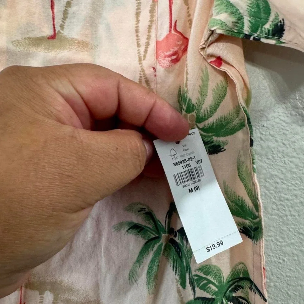 Old navy kids boys shirt pink flamingo M 8